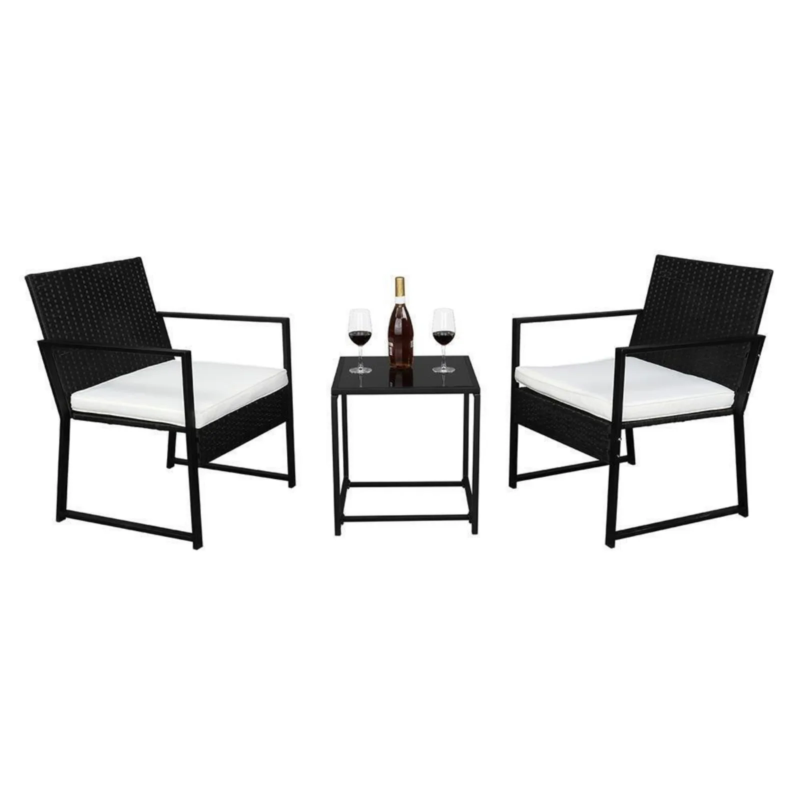 Uns 3 stücke Korb weide Rattan Terrassen möbel Konversation sofa Bistro Set Garten küche