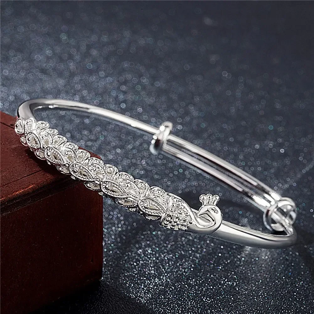 

Hot Pretty Elegant Phoenix Bangles 925 Sterling Silver Cuff Bracelets for Women Charms Jewelry Fashion Party Holiday Gifts