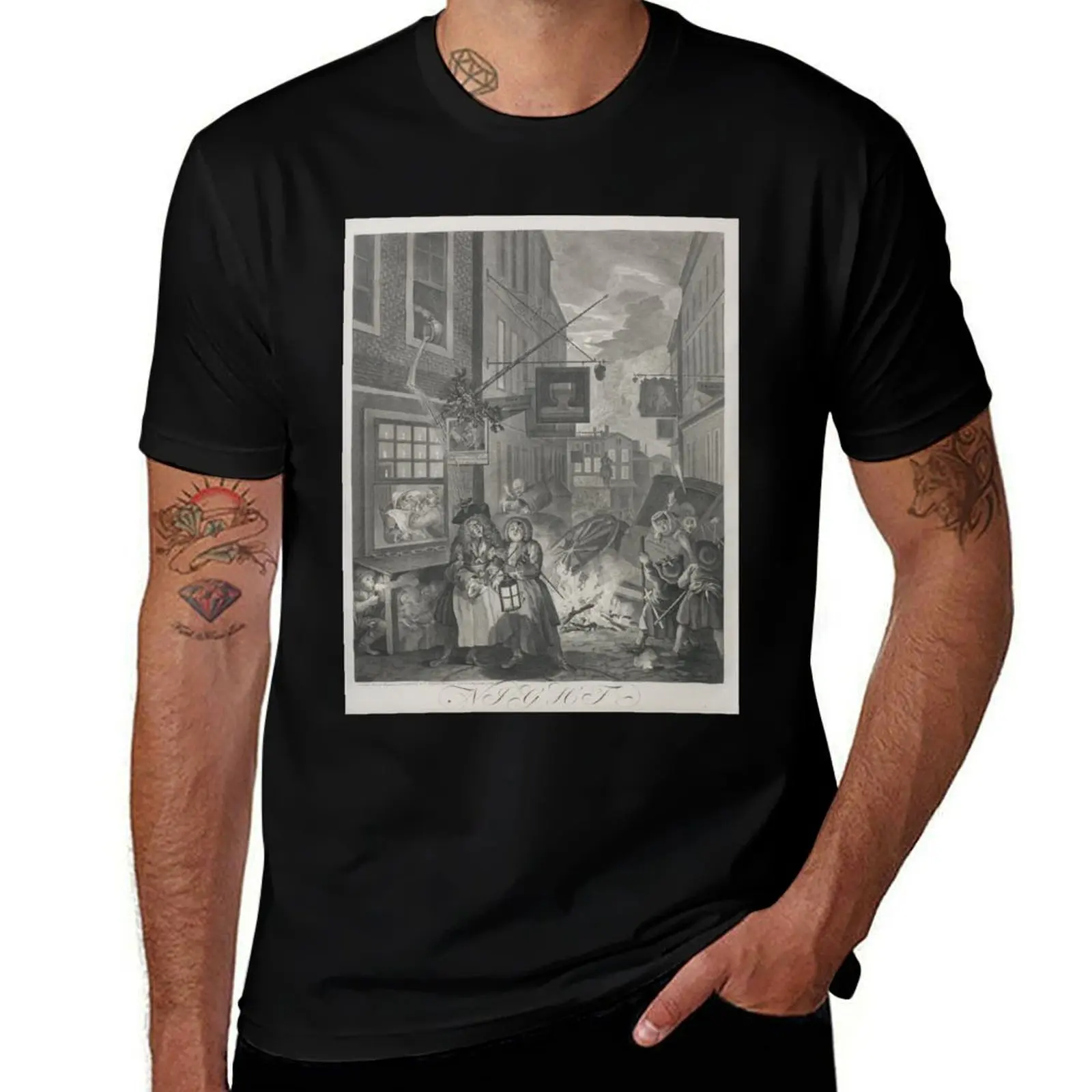 William Hogarth (1697-1764) - The Four Times of the Day (1738) - 'Night' - engraving series T-Shirt
