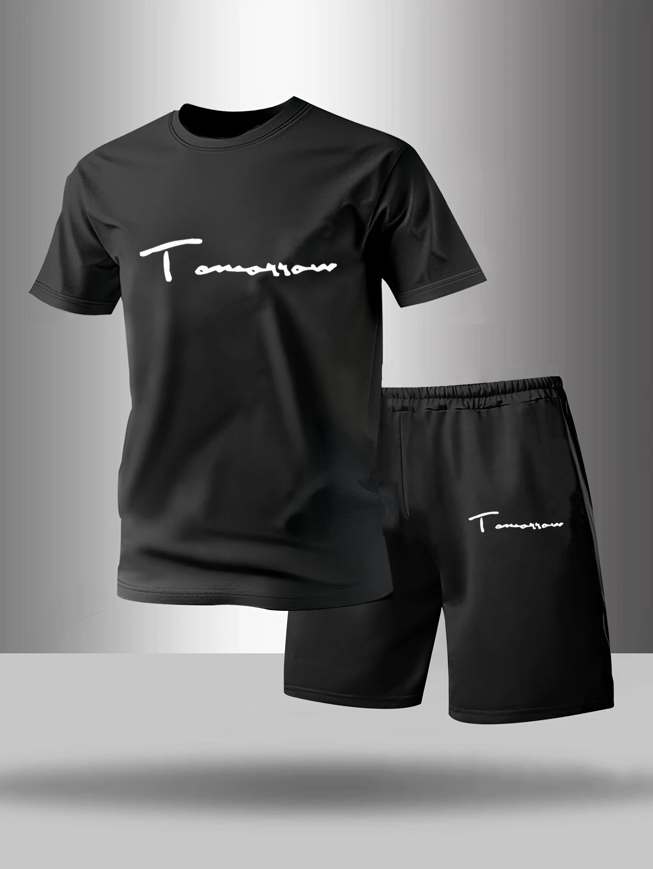 Two Piece Men's Pajamas for Spring Summer Autumn Winter Short Sleeved Shorts Fashionable Letter Pattern Home Suit Set