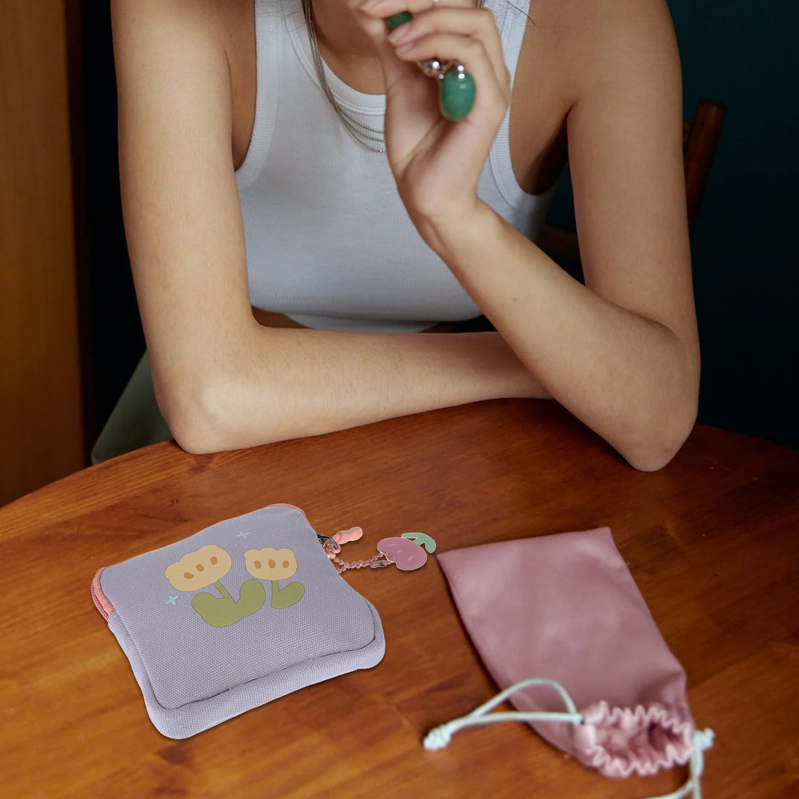 

Sanitary Napkin Storage Bag Flower Pattern Square Period Bag Multipurpose Portable Change Coin Pouch Nursing Pad Holder Tampon