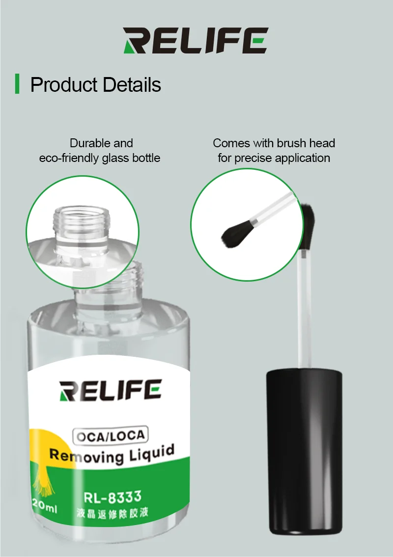 RELIFE RL-8333 LCD Repair Adhesive Remover Safe Non-corrosive No-damage to Screen Mobile Phone OCA Glue Cleaning and Remover Too