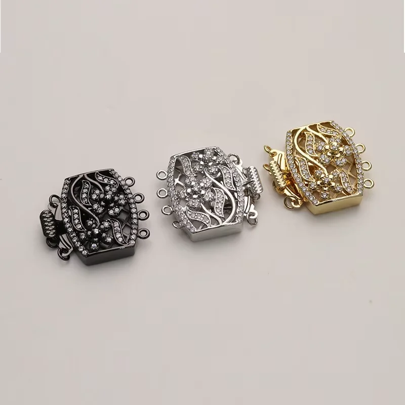 3pcs  26*29mm  Cubic Zircon CZ Micro Pave  Clasp Pendant necklace Bracelet Jewelry Making DIY