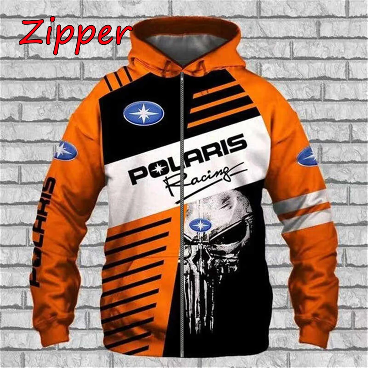 New Men's Zipper Hoodie Brand Polaris Racing RZR Neutral Dirt Bike Snowmobile Pullover Outdoor Casual Men's Jacket Free Shipping