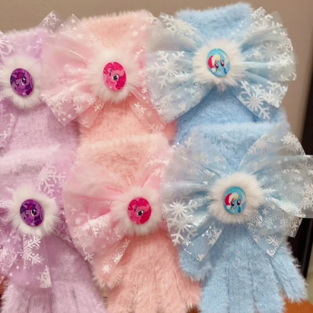 

My Little Pony Gloves Cartoon Children's Knitted Gloves Cute Sweet Bow Boys and Girls Autumn/Winter Plush Warm