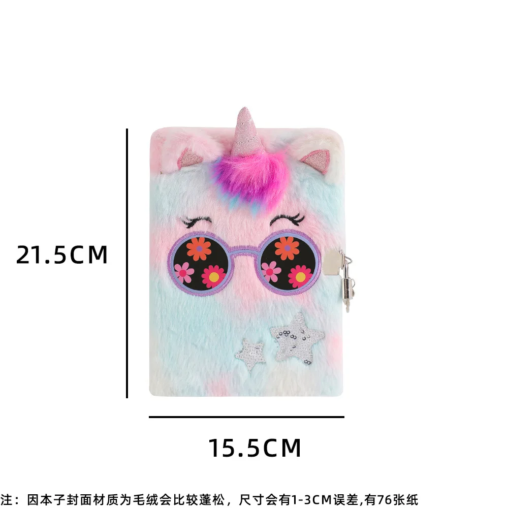 A5 Kawaii Unicorn Notebook Cartoon Unicorn Themed Plush Diary Book for Girls School Stationery Cute School Supplies