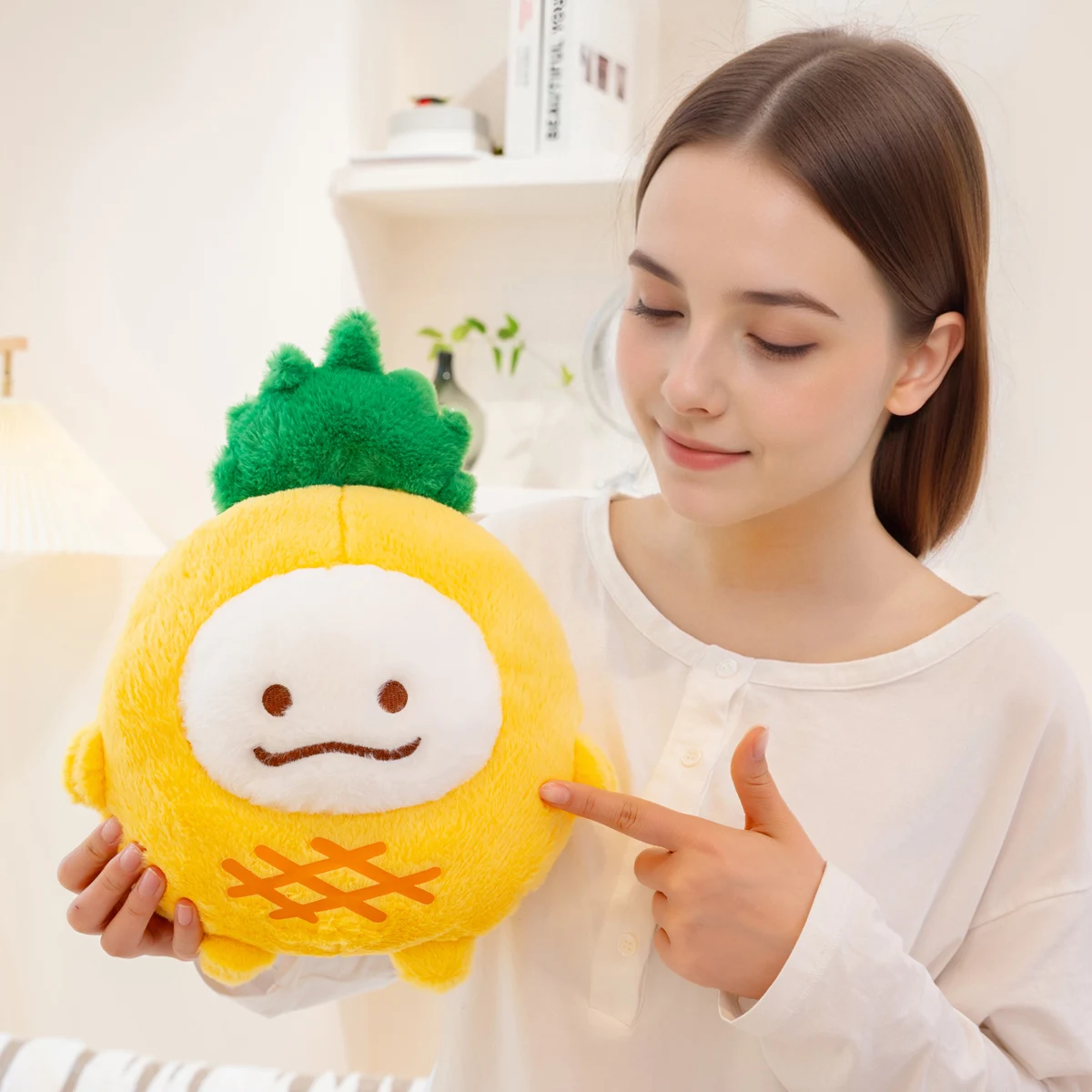 دمية فاكهة ناعمة ولطيفة ومبتكرة، لعبة أناناس، دمية خوخ محشوة، هدية عيد ميلاد، لعبة تفاعلية للمنزل