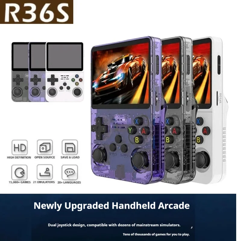 

R36s Handheld Game Console Open Source Arkos2.0 System 3.5-Inch Ips Screen Dual Joystick Portable Best-Selling Game Console