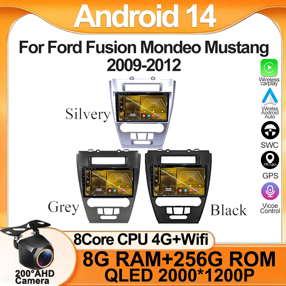 

7862 Android 14 для Ford Fusion Mondeo Mustang 2009-2012 Автомобильный радиоприемник Мультимедийный Bluetooth-плеер Навигация GPS Carplay Авто радио