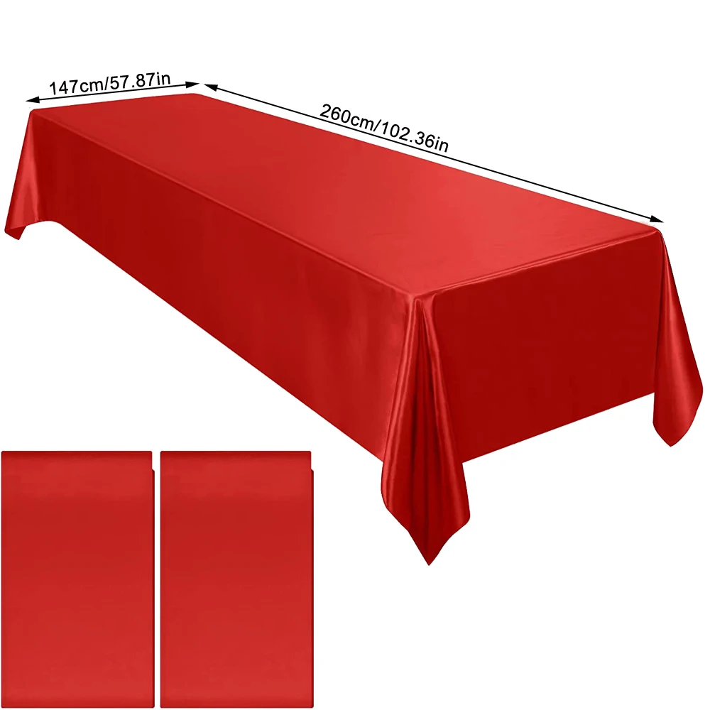 Nappe rectangulaire en Satin, 2 paquets, couverture superposée, nappe en soie brillante, tissu lisse, décor de Table pour Banquet de mariage Ta