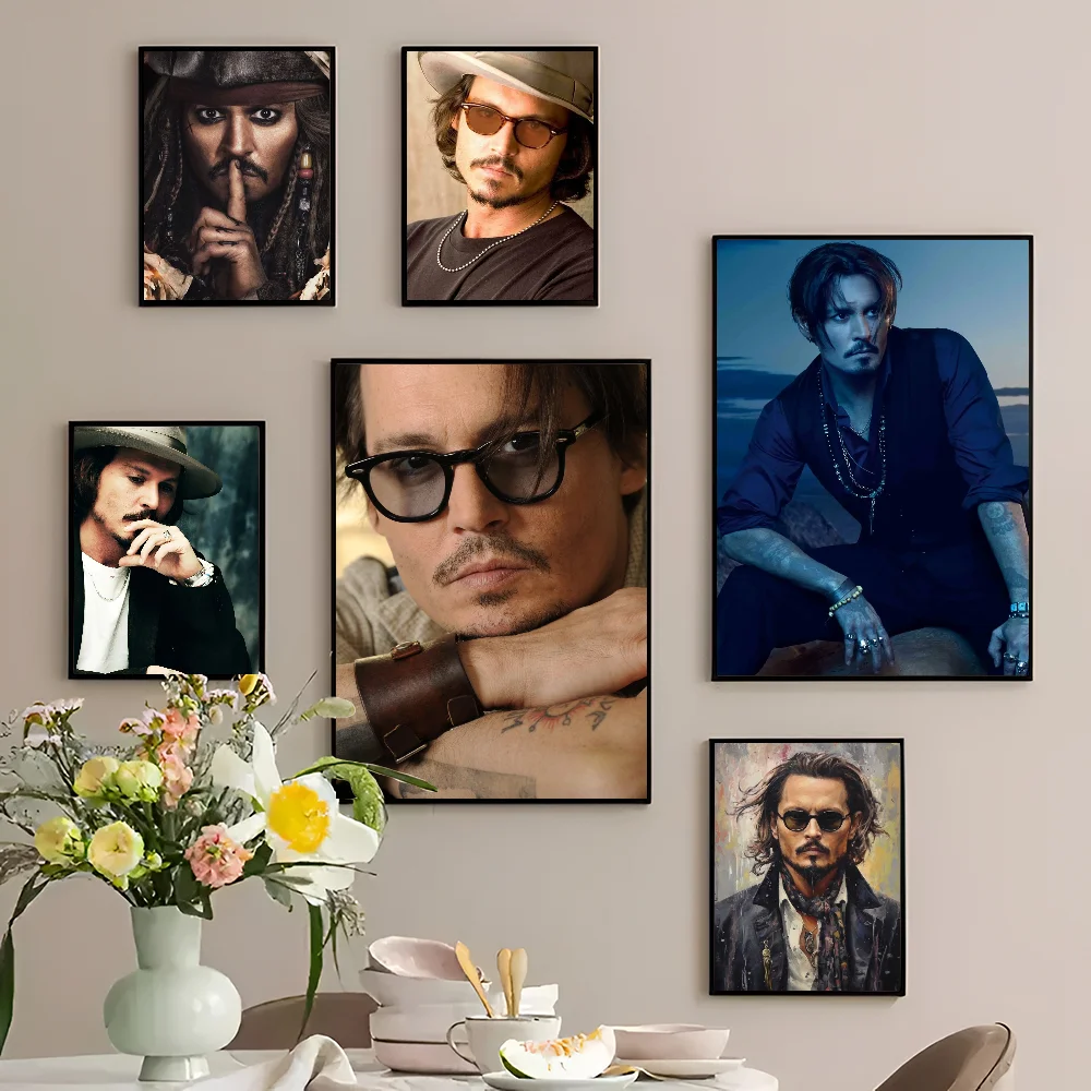 Jack Sparrow Schauspieler Johnny Depp Anime Poster klebrige Dekoration Malerei Wand kunst weiß Kraft papier Wand dekoration