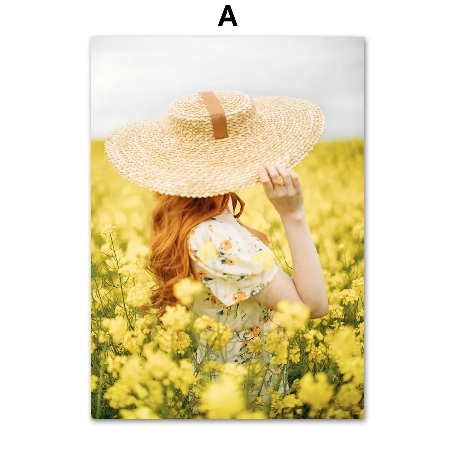 الأصفر المثالية عباد الشمس الفتيات زهرة الشمال الملصقات و يطبع قماش اللوحة جدار الفن صور لغرفة المعيشة ديكور المنزل #4