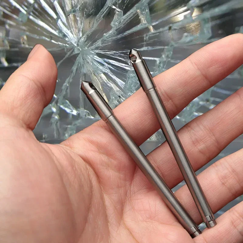 1PC กลางแจ้ง MINI TITANIUM Alloy แบบพกพาปากกา EDC มัลติฟังก์ชั่พวงกุญแจปากกาแบบพกพาโลหะปากกา