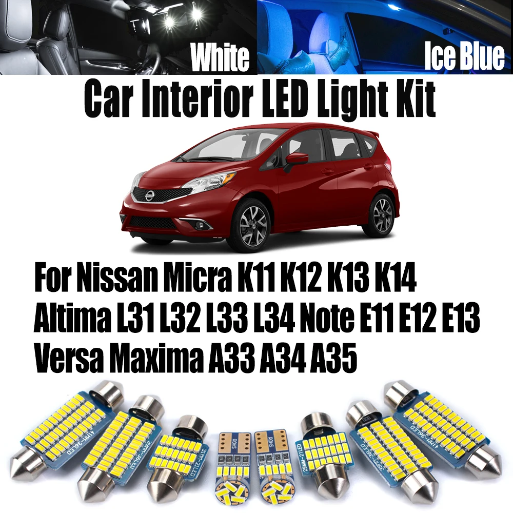 LED Ceiling Light Car Bulb Kit For Nissan Micra K11 K12 K13 K14 Altima L31 L32 L33 L34 Note E11 E12 E13 Versa Maxima A33 A34 A35