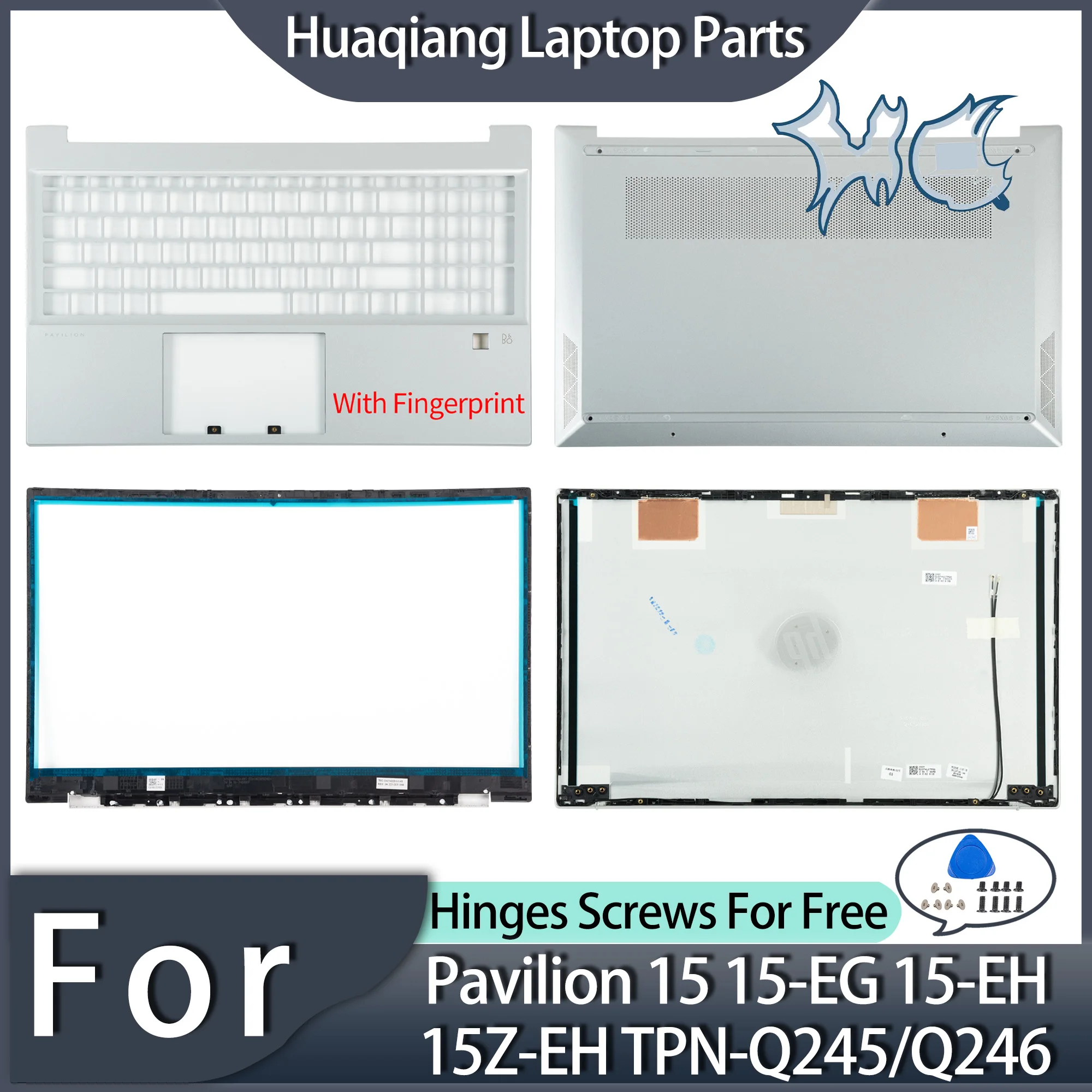 

Laptop Parts For Pavilion 15 15-EG 15-EH 15Z-EH TPN-Q245/Q246 LCD Back Cover/Bezel/Palmrest/Bottom Replacement Metal Silver