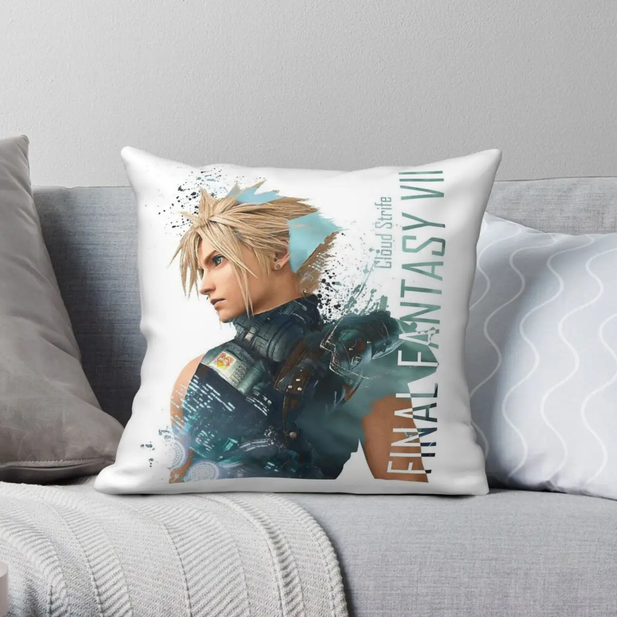 Cloud Strife Final Fantasy Square Pillowcase Polyester Linen Velvet Printed Zip Decor Throw Pillow Case Sofa Seater Cushion Case