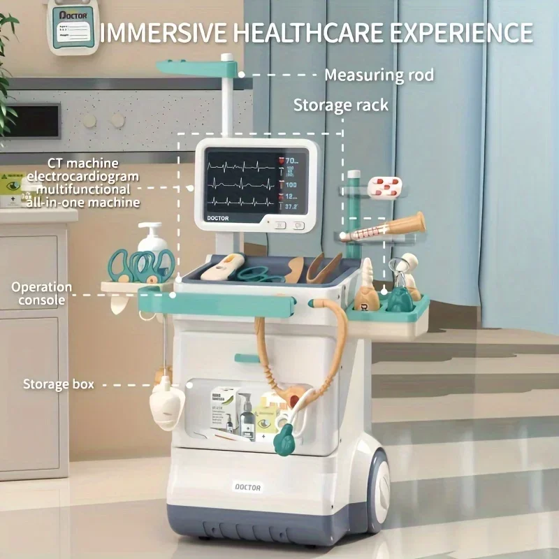 Doctor Kit Toy Pretend Play Doctor Nurse Hospital Games Toddlers Medical Cart Kit with Sounds 3-5 Year Old Toddler Toy for Kids
