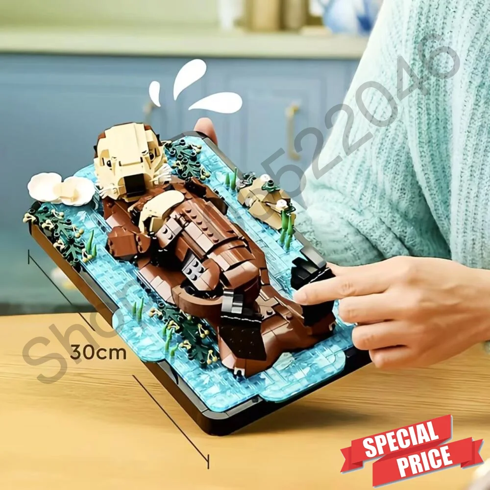 

Super popular 1234pcs Cute Marine Animals Floating Sea Otters Building Block Puzzle Model For Ornament Birthday Gifts