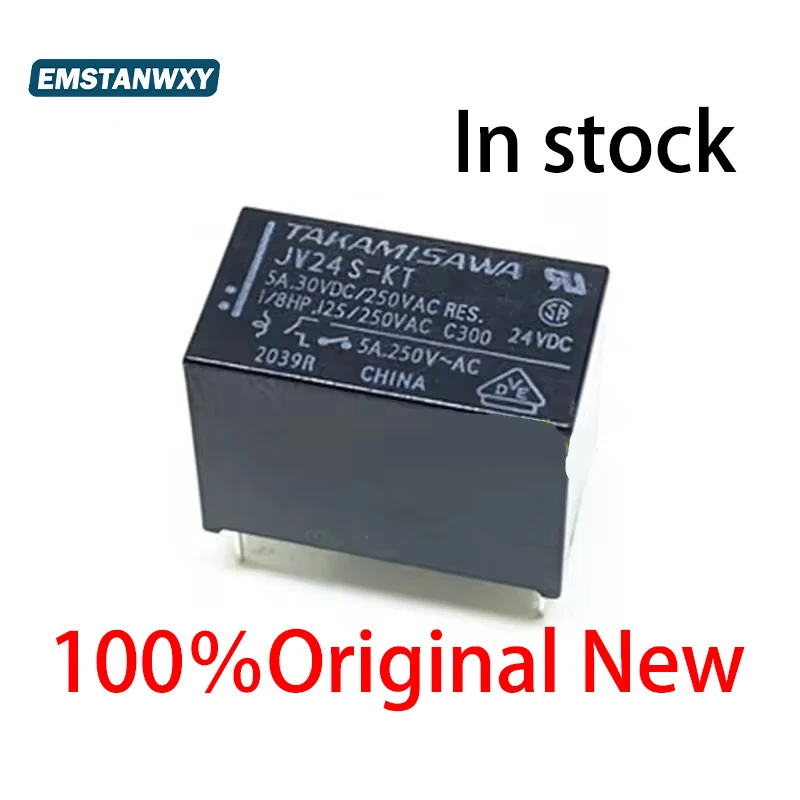 5PCS/LOT MEW100% TAKAMISAWA JV24S-KT JV-24S-KT JV24-KT 4PINS 5A30VDC/250VAC 24VDC Power Relay ORIGINAL