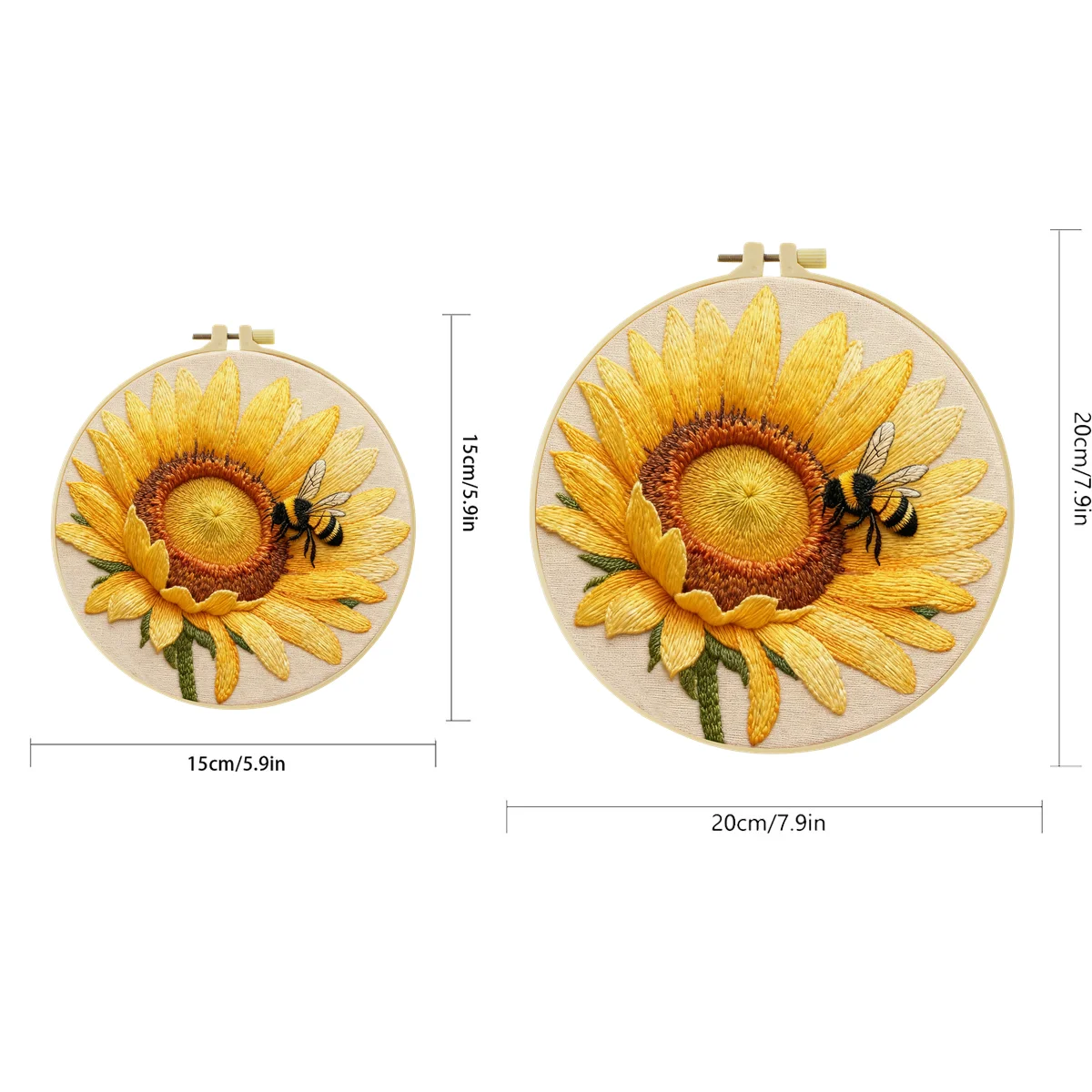 1 Stück 20X20CM/15X15CM Sonnenblumen und Honig Stickerei Starter-Kit DIY Kreuzstich Nähkunst als Geschenk – Detail 3