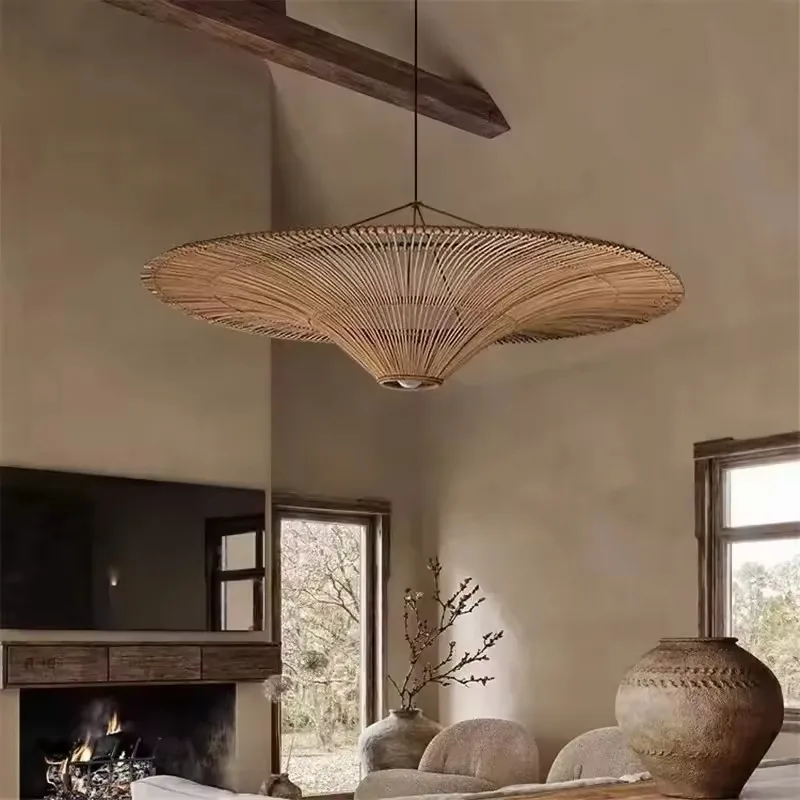 Japanese Wabi-sabi Pendent Lamp Retro Living Dining Room Bedroom Home Decor Lighting Hotel Southeast Asia Vine Art Chandelier