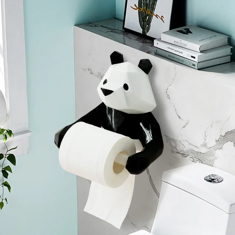 Resin Panda Roll Toilet Tissue holder Wall Mounted Toilet Paper Holder Bathroom Decor Hand Towel Bar Kitchen Dish Cloth Hanger