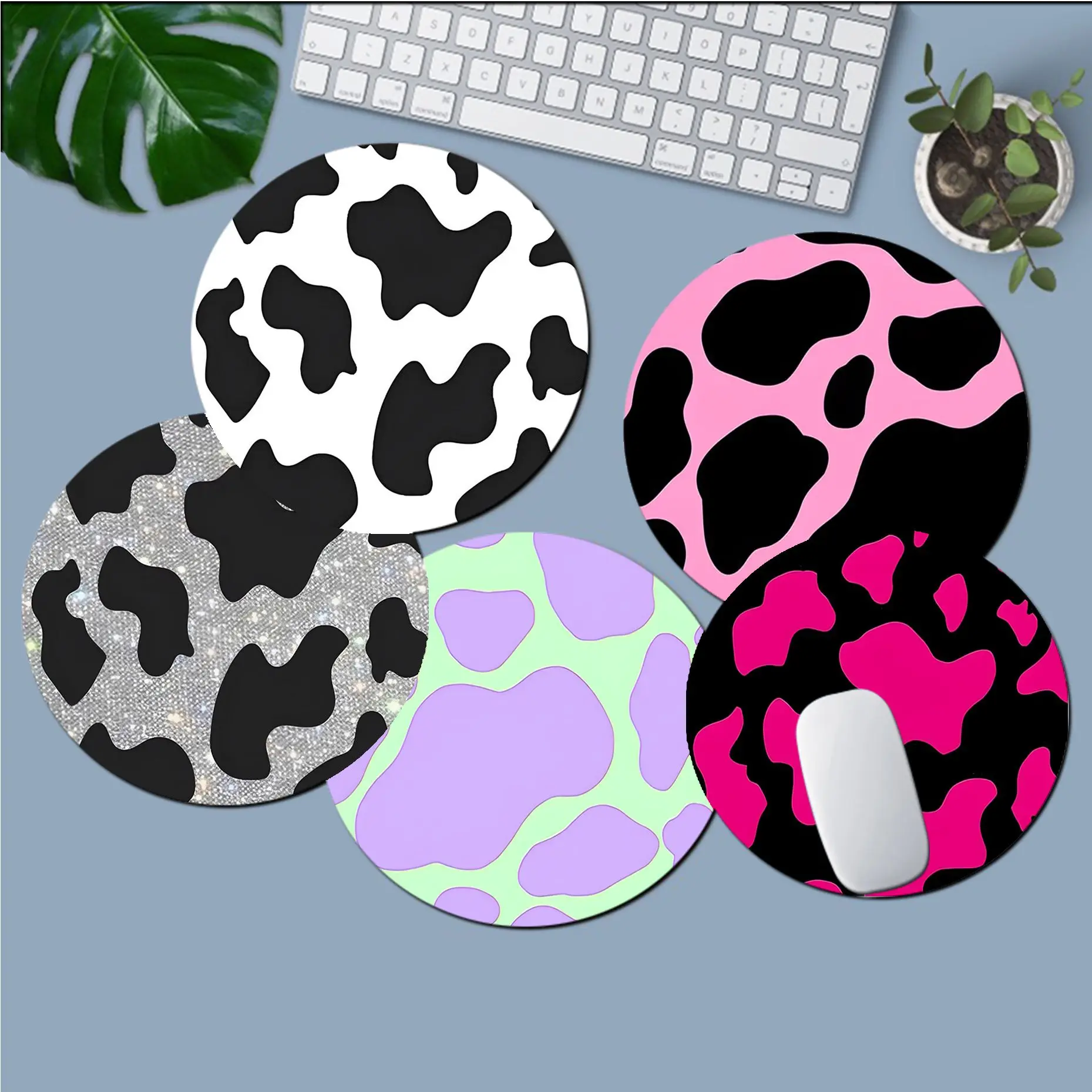 Cow Print Rubber Small Keyboard Mat Table Mat Students Cabinet Gamer Desktop Mousepad Cup Mats For PC Mouse Carpet