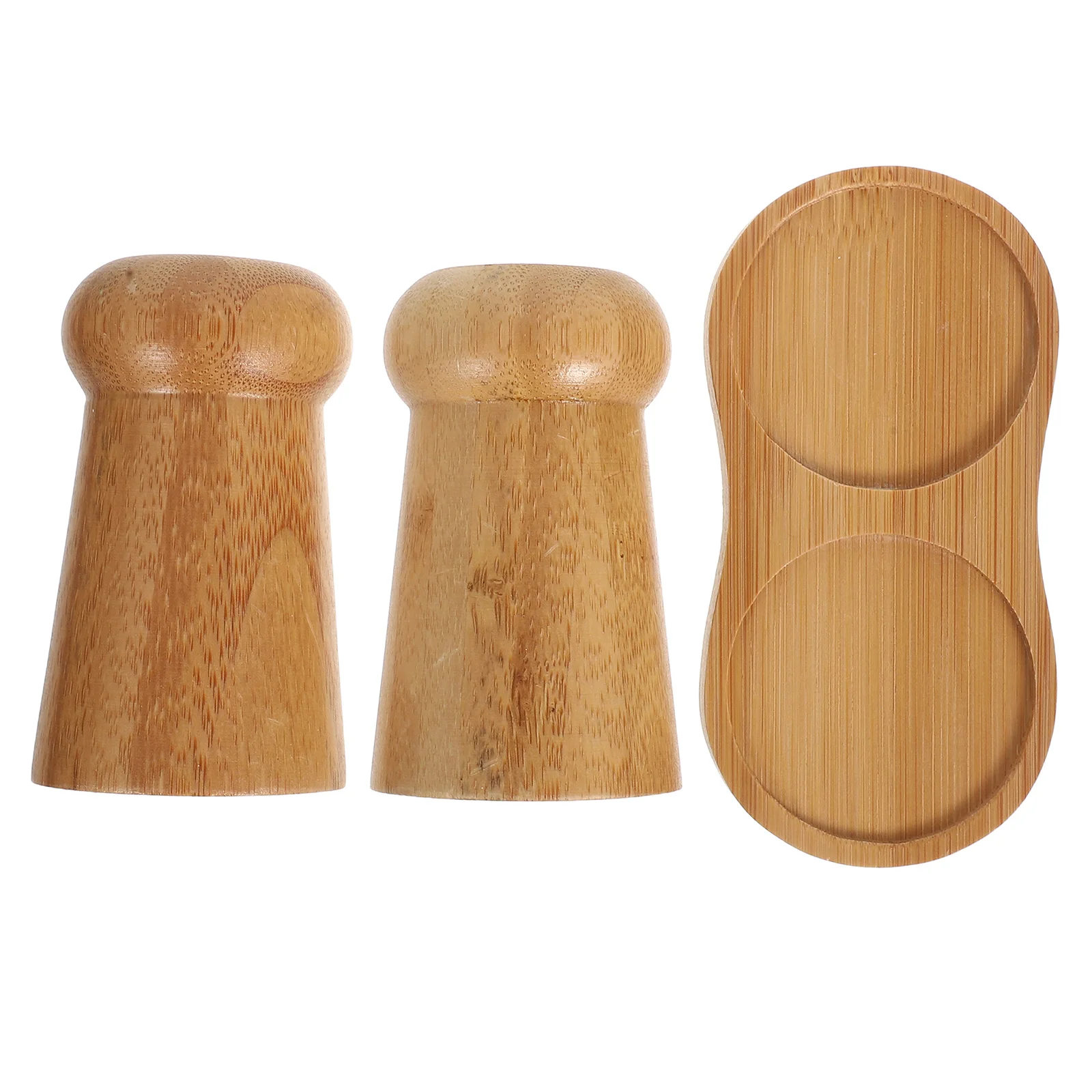 

1Set Mushroom Salt and Pepper Shakers Bamboo Multi-Compartment Spice Organizer Tray Kitchen Seasoning Storage Container High