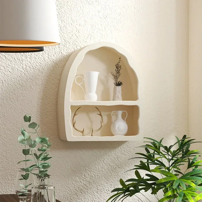 Nordic simple white arched wall cabinet, living room small desktop storage wall rack hanging cabinet, small niche