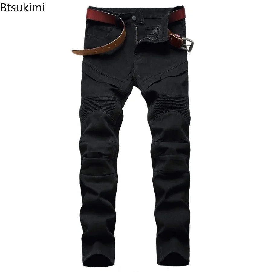 Fashion New Men's Outdoor Cycling Jeans Handsome Motorcycle Pants Trend Streetwear High Quality Slim Casual Denim Pants for Men