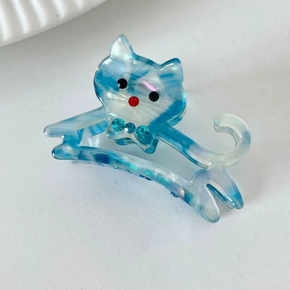 Cute Acetic Acid Acetate Animal Cat Hair Claw Diamond Cartoon Rhinestone Hair Clip Y2k Headdress Shark Clip Female