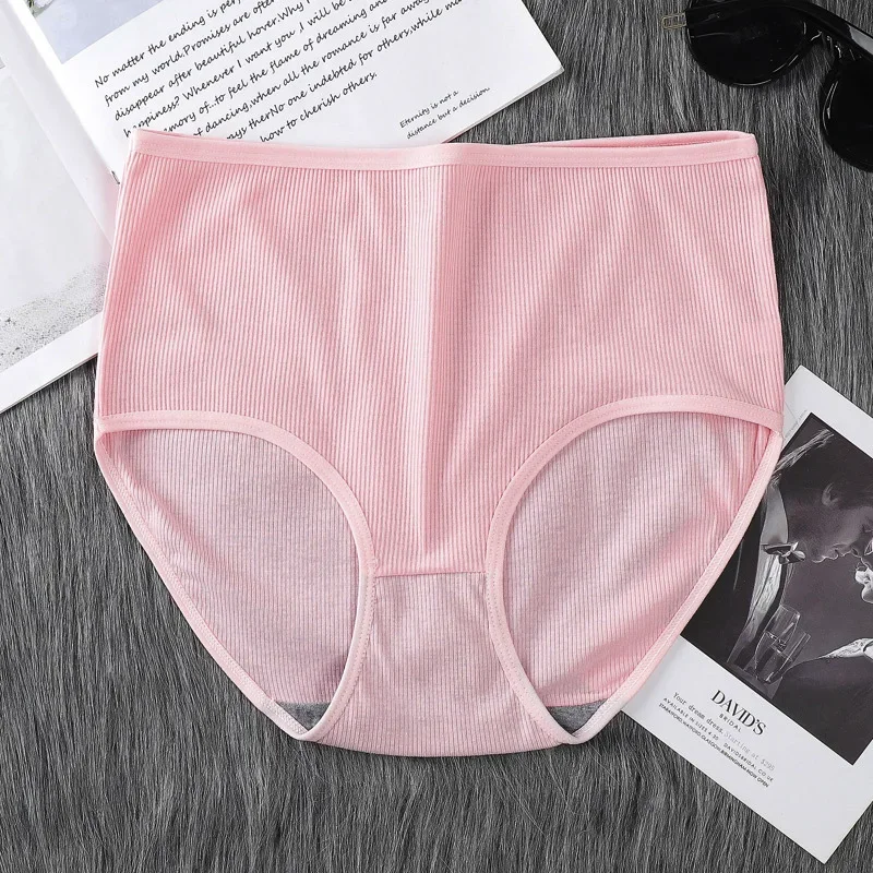 Bragas de talla grande para mujer, ropa interior de Color sólido, pantalones de seguridad de tiro alto, lencería femenina sin costuras, calzoncillos