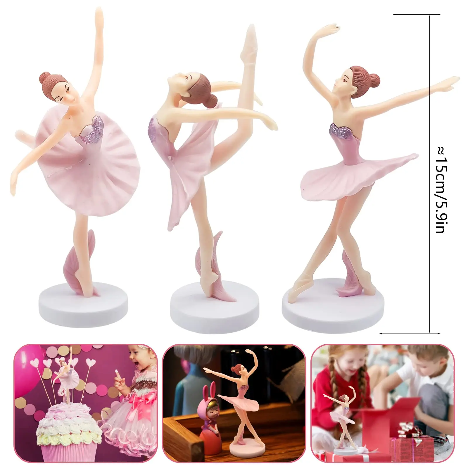 3 Stück gute Qualität Ballerina Figur Tanz Mädchen Kuchen Dekorationen für Mädchen Prinzessin Geburtstag, Hochzeit, Ballett Party Supplies – Detail 7