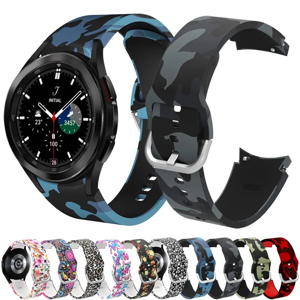 

Для Samsung Galaxy Watch 4, 40 мм, 44 мм/4 Classic, 42 мм, 46 мм, оригинальный ремешок, силиконовый браслет, камуфляжный ремешок, ремешок для часов