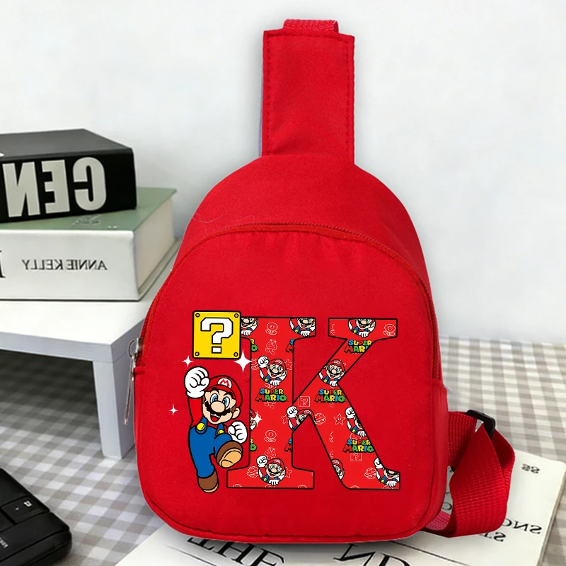 

Детская сумка-рюкзак с мультяшными буквами A-Z, сумка через плечо Super Mario для мальчиков и девочек, студенческая сумка-чехол для телефона для активного отдыха и путешествий