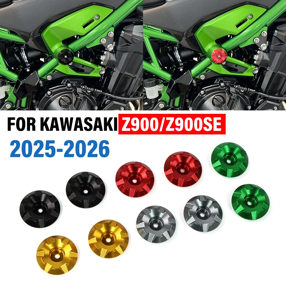CNC Frame Hole Cap Plug Cover Motorcycle Trim Side Frame Panel Cover Decoration Accessories For KAWASAKI Z900 Z900SE 2025 2026