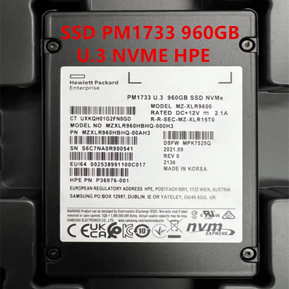 For Samsung SSD PM1733 960G U3 NVME HPE Version New Original Solid State Drive SSD Server