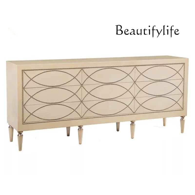 

American modern entrance cabinet solid wood living room dining side cabinet foyer decorative storage designer