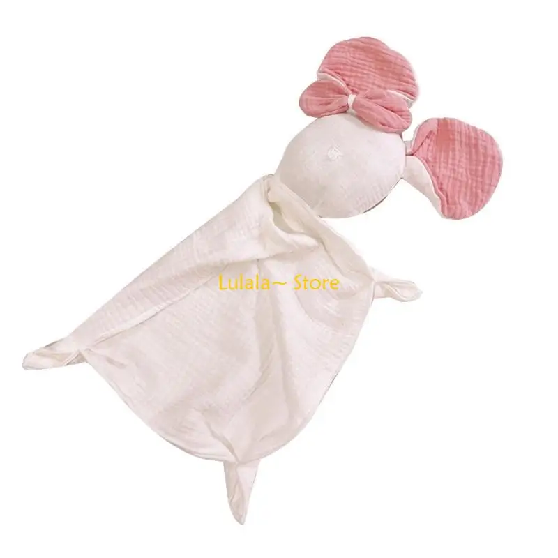 Y4QA Cotton Muslin Blanket Sleeping Doll Kid Stuffed Bear Snuggle Toy Soothe Appease TowelBibs Security Blanket forToddler