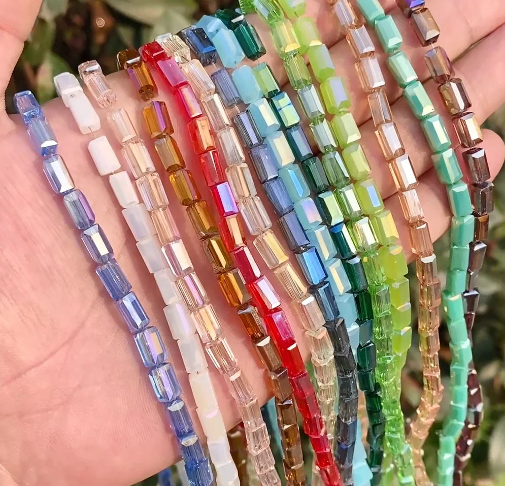 A + ลูกบาศก์เหลี่ยมเพชรพลอยลูกปัดคริสตัลออสเตรียหลากสีลูกปัดแก้วสำหรับทำเครื่องประดับต่างหูสร้อยคอสร้อยคอ DIY