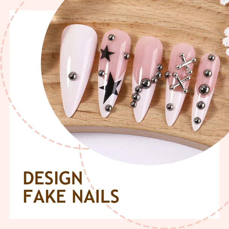 24 Pieces of European and American Wearing Armor, Star Point Drill Long Pointed Fake Nails Wearing Armor