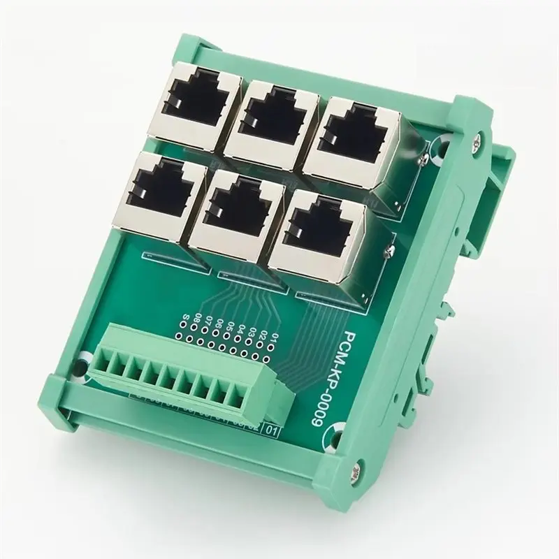 TKOH-DIN Rail 6 Way RJ45 To Terminal Block Adapter Ethernet Network Breakout Board For Industrial Automation PLC Control