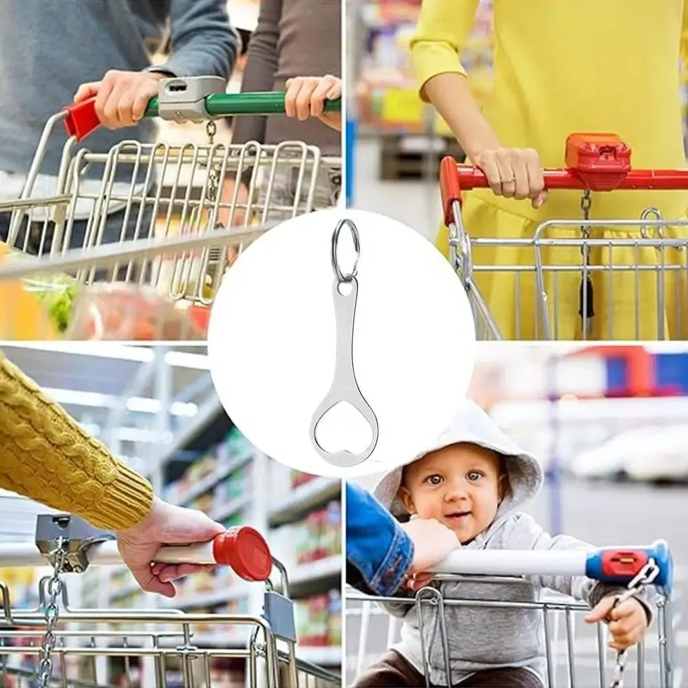 Durable Mini Cart Key Key Chain Metal Portable Trolley Keychain Removable Key Ring Supermarket Use