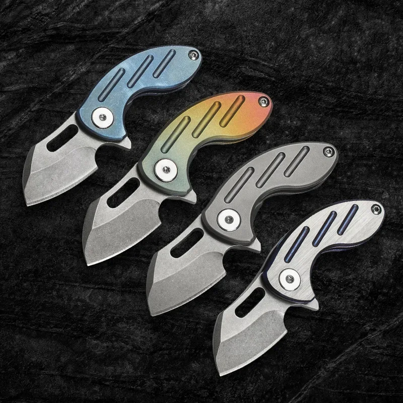 Titanium alloy S35VN folding knife high hardness keychain pocket knife outdoor EDC self-defense mini pocket knife cutting tool