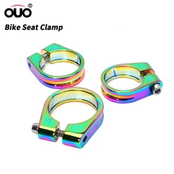 OUO Saddle Clamp Seatpost Pipe Clamp Rainbow Colorful Seat Pin Clamp 28.6/31.8/34.9mm Close Seatpost Mtb Post It Bicycle Parts