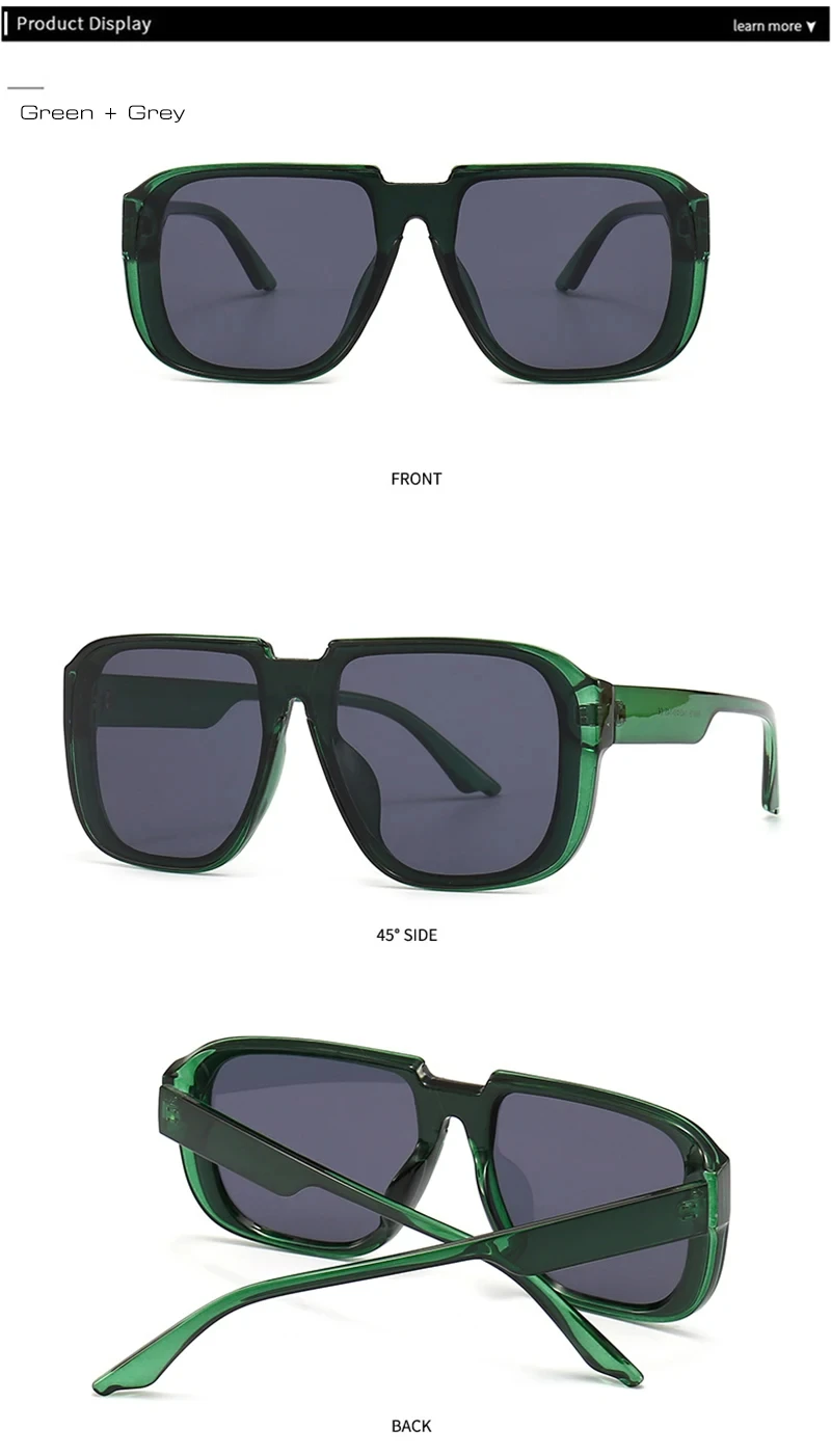 Retro Quadratische Einteilige Sonnenbrille für Männer Verspiegelte Gläser UV400 Flat-Top Herren Mode Sonnenbrille – Detail 5