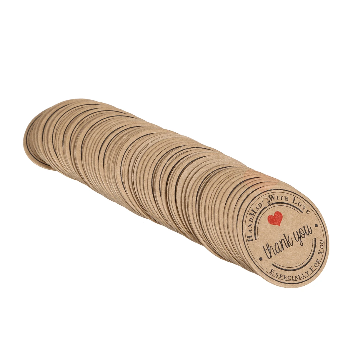 

200pcs Red Heart Thank You Tags Kraft Paper Hangtag Round Decorative Gift Tags for Wedding Party Favor Bottle Tag