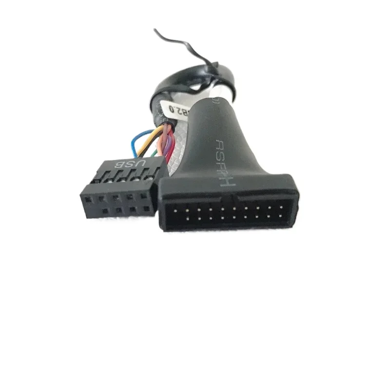 Computer Mainboard USB 2.0 to 9Pin Female 20Pin Male Adapter Data Extension Power Cable Black 10cm