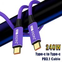 Purple 48V 5A USB-C Fast Charging Cable Male to Male EMAKER Chip Type-C Data Cord QC 4.0 Mobile Phone PD 240W Line