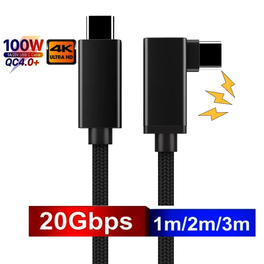 3M USB3.2 Elbow  20Gbps Cable 100W 4K@60Hz Cable Super Transfer For Oculus Quest2 link XPS SSD USB C to USB 3.1 Gen2 Cable